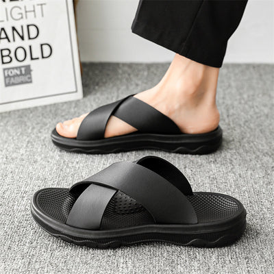 Vionnet Cross Leather Beach Slippers