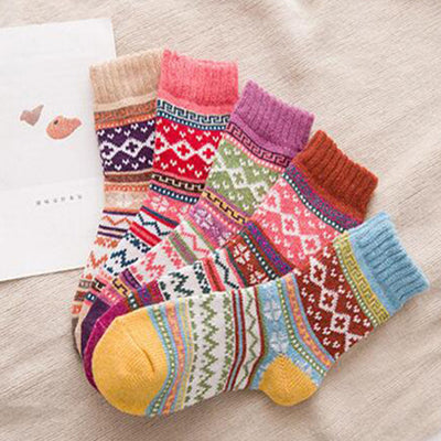 Ethnic style cashmere socks women