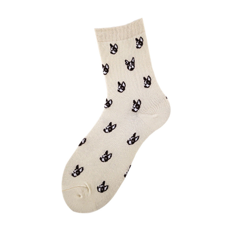 Vionnet Dog Cartoon Mid-Tube Socks