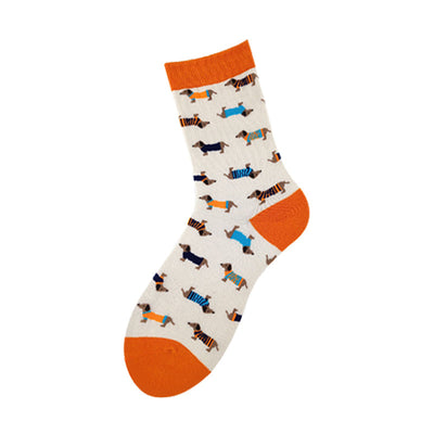 Vionnet Dog Cartoon Mid-Tube Socks