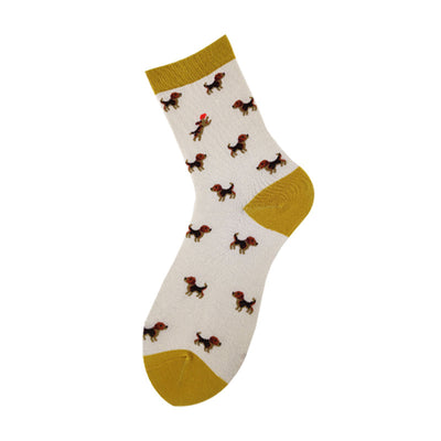 Vionnet Dog Cartoon Mid-Tube Socks
