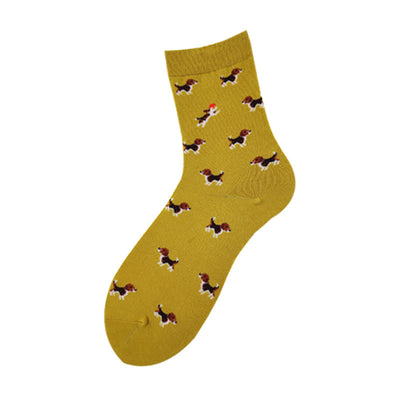Vionnet Dog Cartoon Mid-Tube Socks