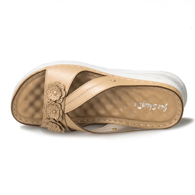 Slope With Casual Flowers Outside Slippers Women