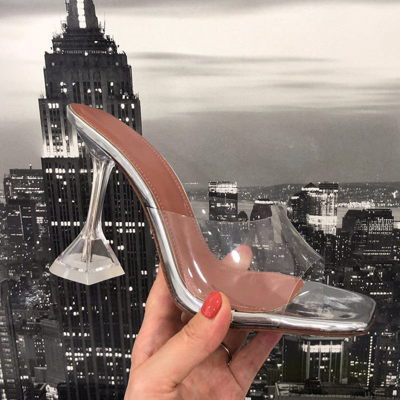 Transparent Crystal With Slippers Women