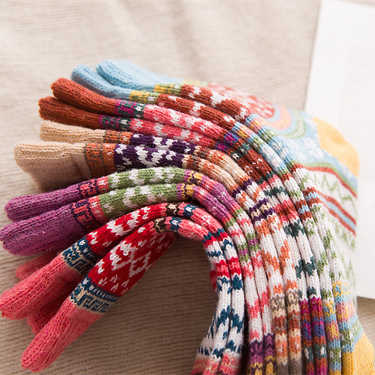 Ethnic style cashmere socks women