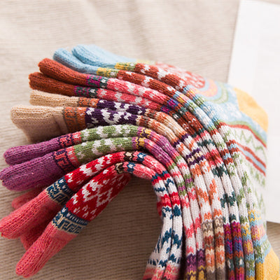 Ethnic style cashmere socks women