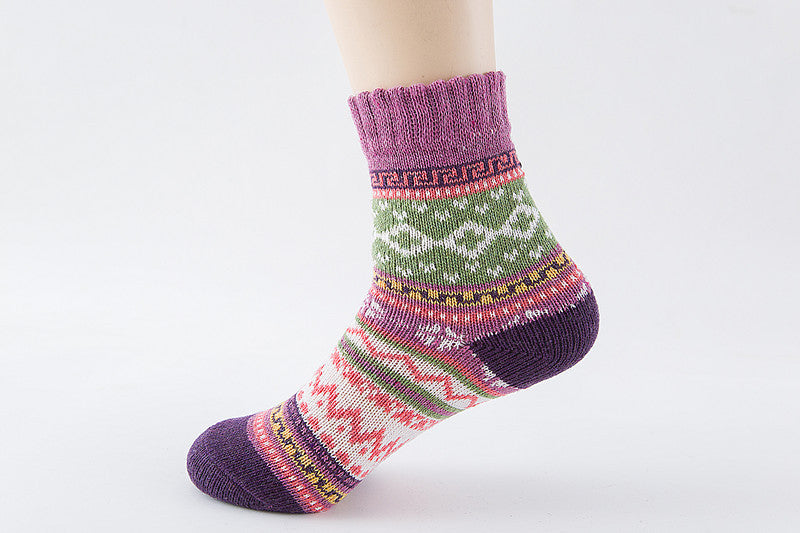 Ethnic style cashmere socks women