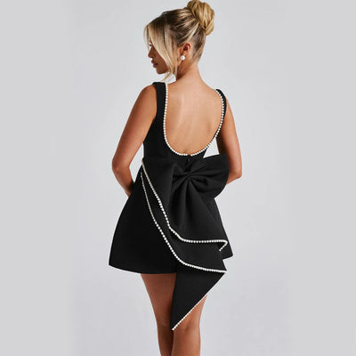 Velasca Pearl Bow Backless Dress