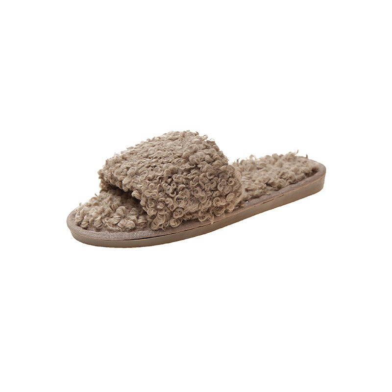Sheep curl women slippers