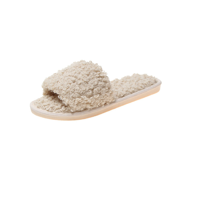 Sheep curl women slippers