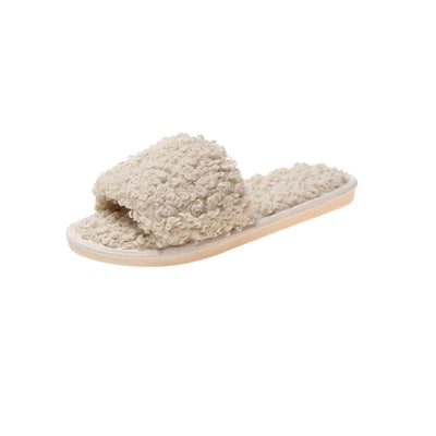 Sheep curl women slippers