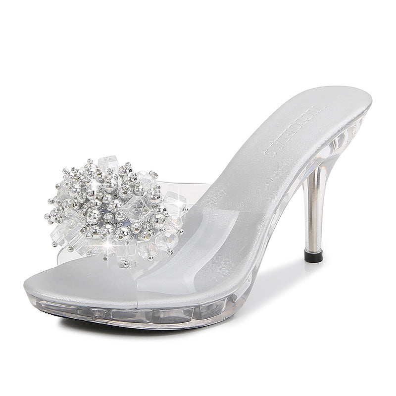 Vionnet Wild Crystal High-Heel Slippers