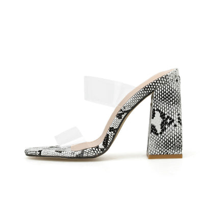 Vionnet Snakeskin Clear-Strap Mules