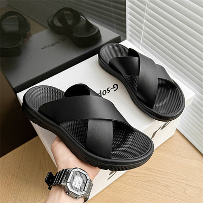 Vionnet Cross Leather Beach Slippers