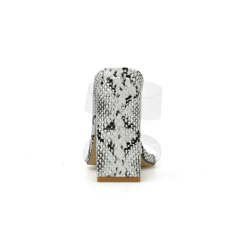 Vionnet Snakeskin Clear-Strap Mules