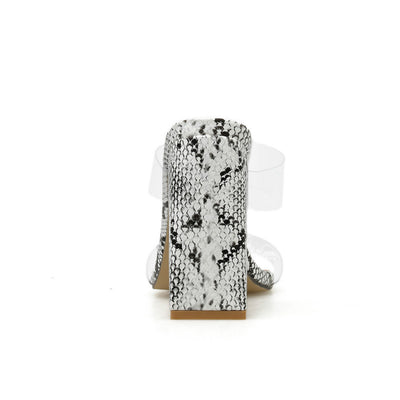 Vionnet Snakeskin Clear-Strap Mules