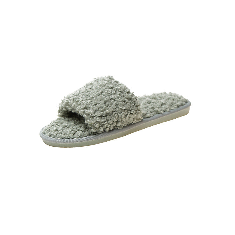 Sheep curl women slippers
