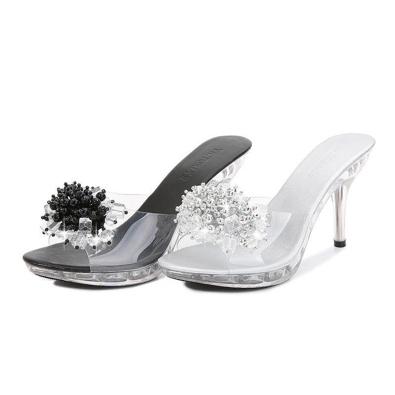 Vionnet Wild Crystal High-Heel Slippers