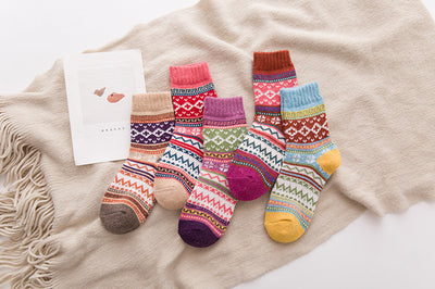 Ethnic style cashmere socks women