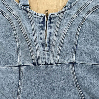 Velasca U-Neck Denim Slit Dress