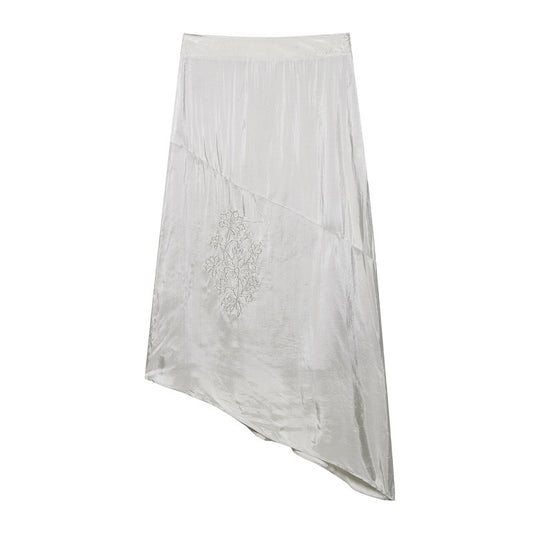 Ebony Embroidered Asymmetry Skirt