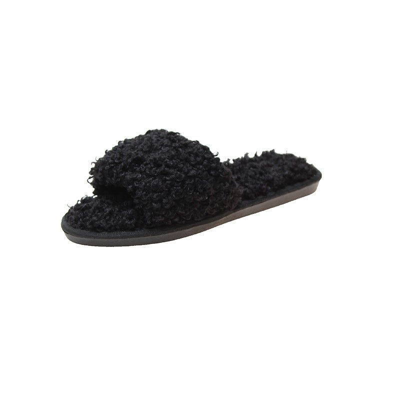 Sheep curl women slippers