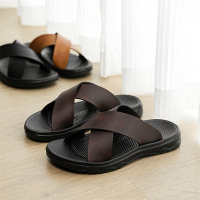 Vionnet Cross Leather Beach Slippers