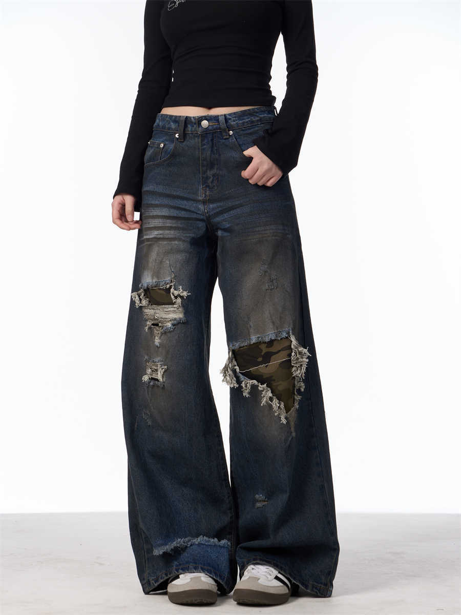 Camouflage Déchiré Pantalon - ALIZACamouflage Déchiré PantalonCamouflage Déchiré PantalonCamouflage Déchiré PantalonwomenALIZAALIZADark BlueCamouflage Déchiré Pantalon28