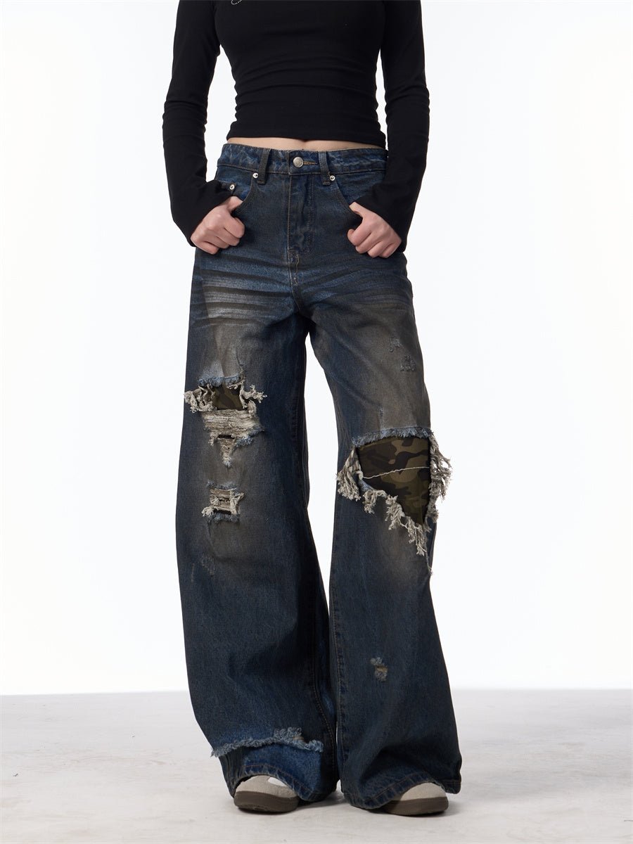 Camouflage Déchiré Pantalon - ALIZACamouflage Déchiré PantalonCamouflage Déchiré PantalonCamouflage Déchiré PantalonwomenALIZAALIZADark BlueCamouflage Déchiré Pantalon28