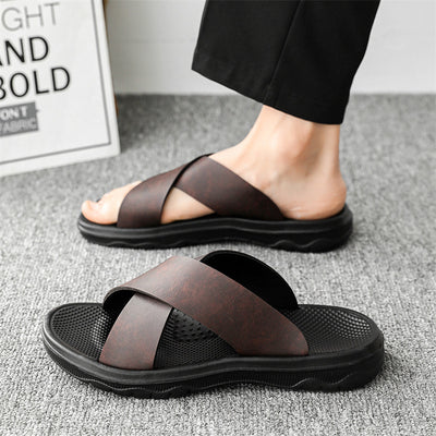 Vionnet Cross Leather Beach Slippers