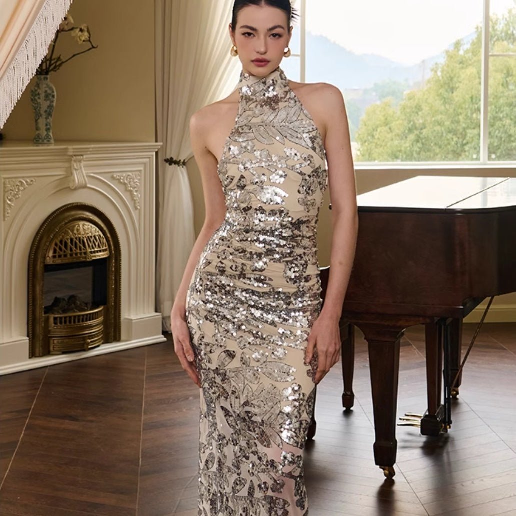 Vionnet Sequin Halter Maxi - ALIZAVionnet Sequin Halter MaxiVionnet Sequin Halter MaxiVionnet Sequin Halter MaxiwomenALIZAALIZA99132225Bright ColorVionnet Sequin Halter MaxiL